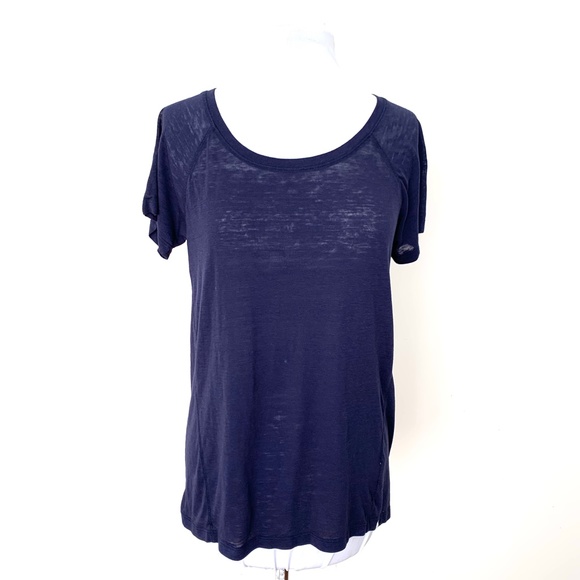Caslon Navy Blue Sheer Burnout Scoop Neck Short Sleeve T-Shirt - Picture 5 of 7